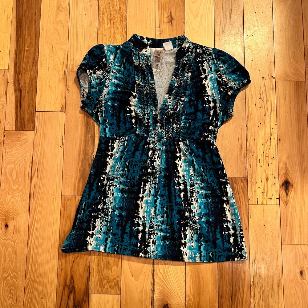 Blue Patterned Office Tee
